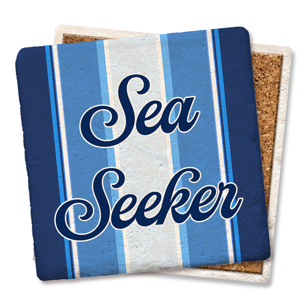 Nautical Sea Seeker Stripe - Limestone Coaster