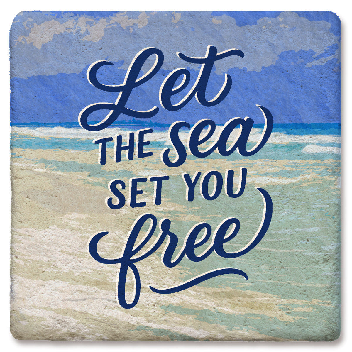 Nautical Let the Sea Set You Free  - Limestone Coaster
