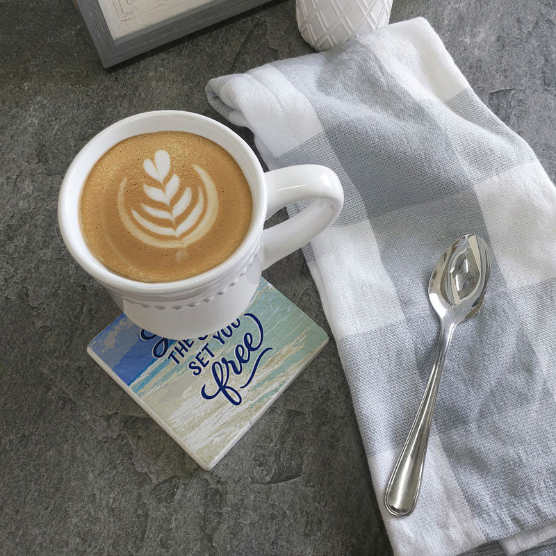 Nautical Let the Sea Set You Free  - Limestone Coaster