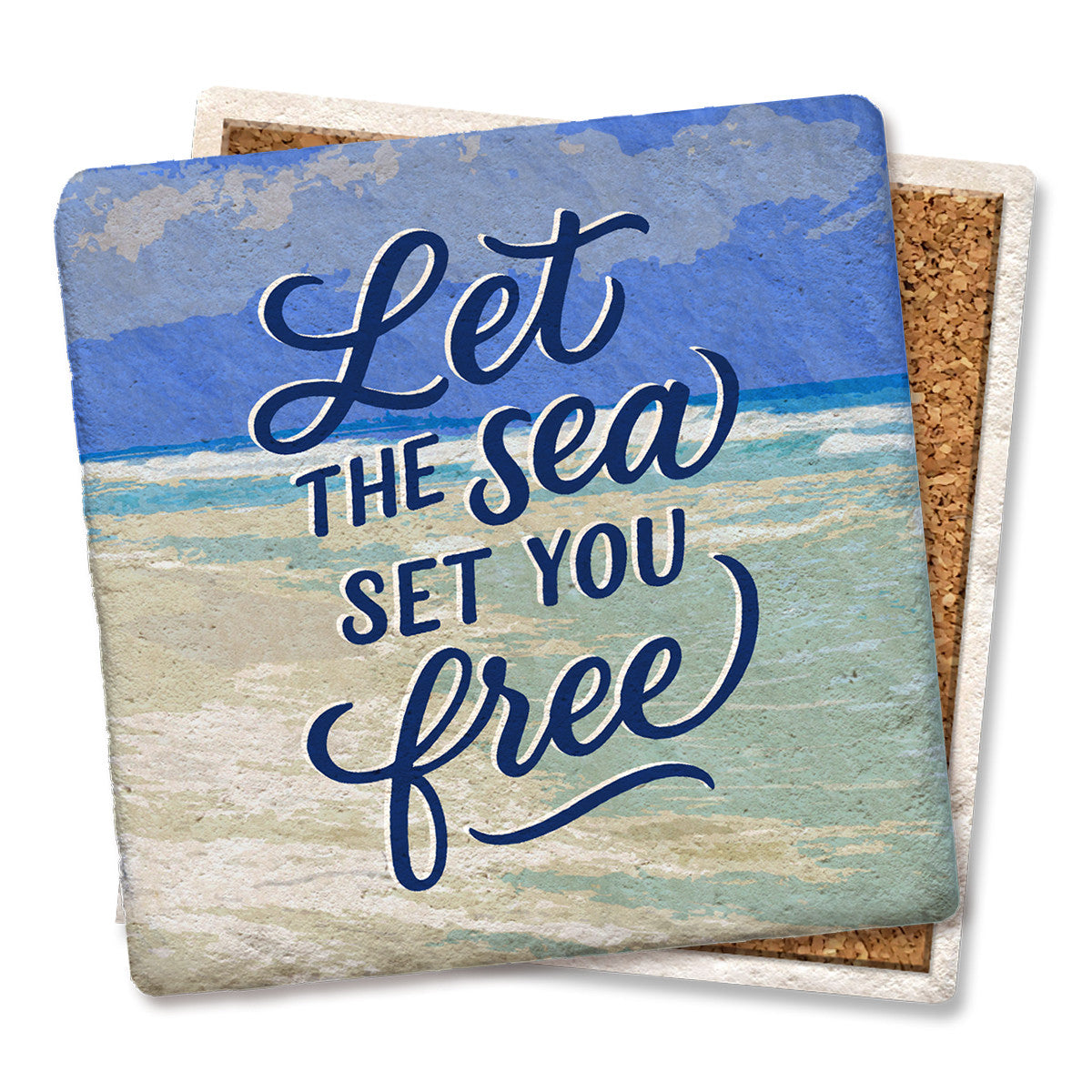 Nautical Let the Sea Set You Free  - Limestone Coaster