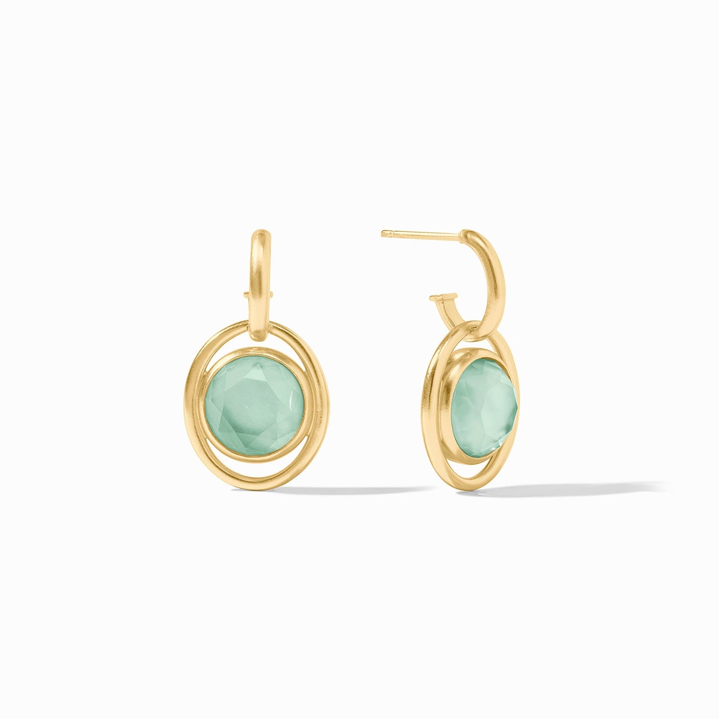 Laguna Hoop & Charm Earring Gold - Iridescent Aquamarine Blue