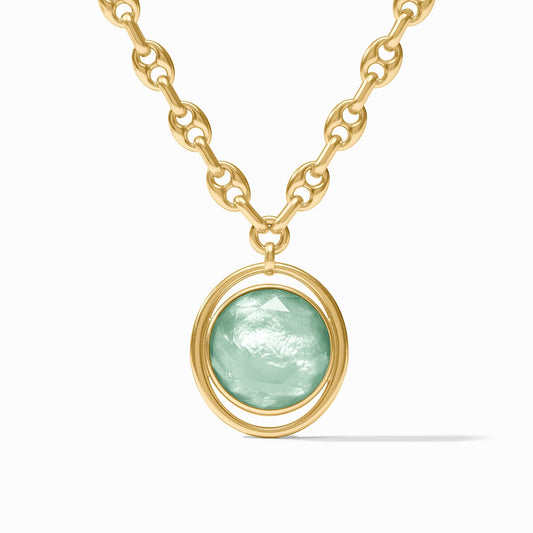 Laguna Statement Necklace Gold - Iridescent Aquamarine Blue