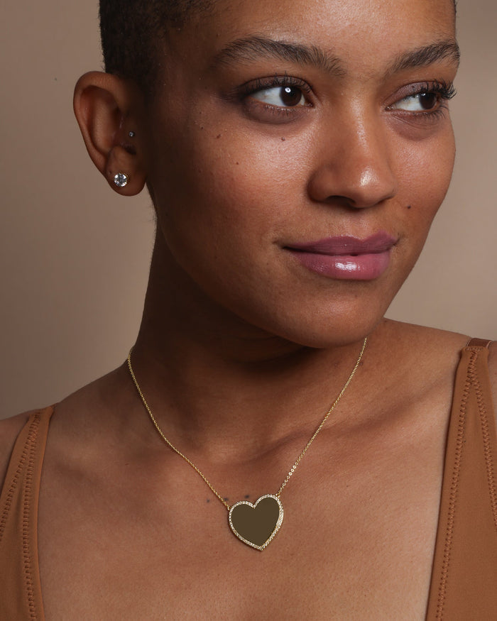 XL You Have My Heart Pave Necklace 18" Gold
