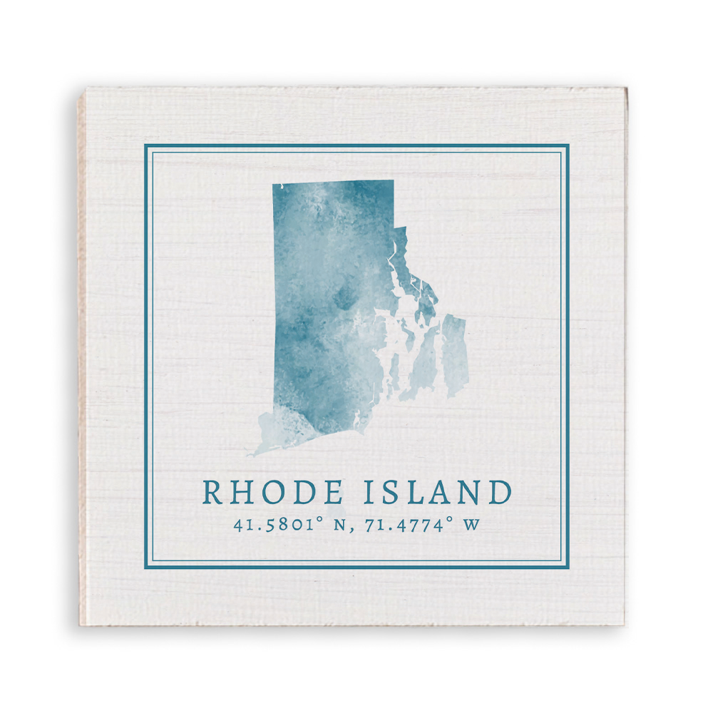 Rhode Island Coordinates Wooden Magnet