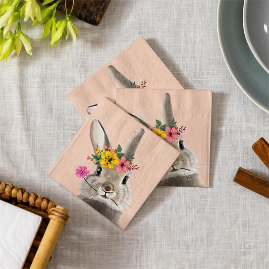 Bunny Blooms Napkin Paper Cocktail Napkin