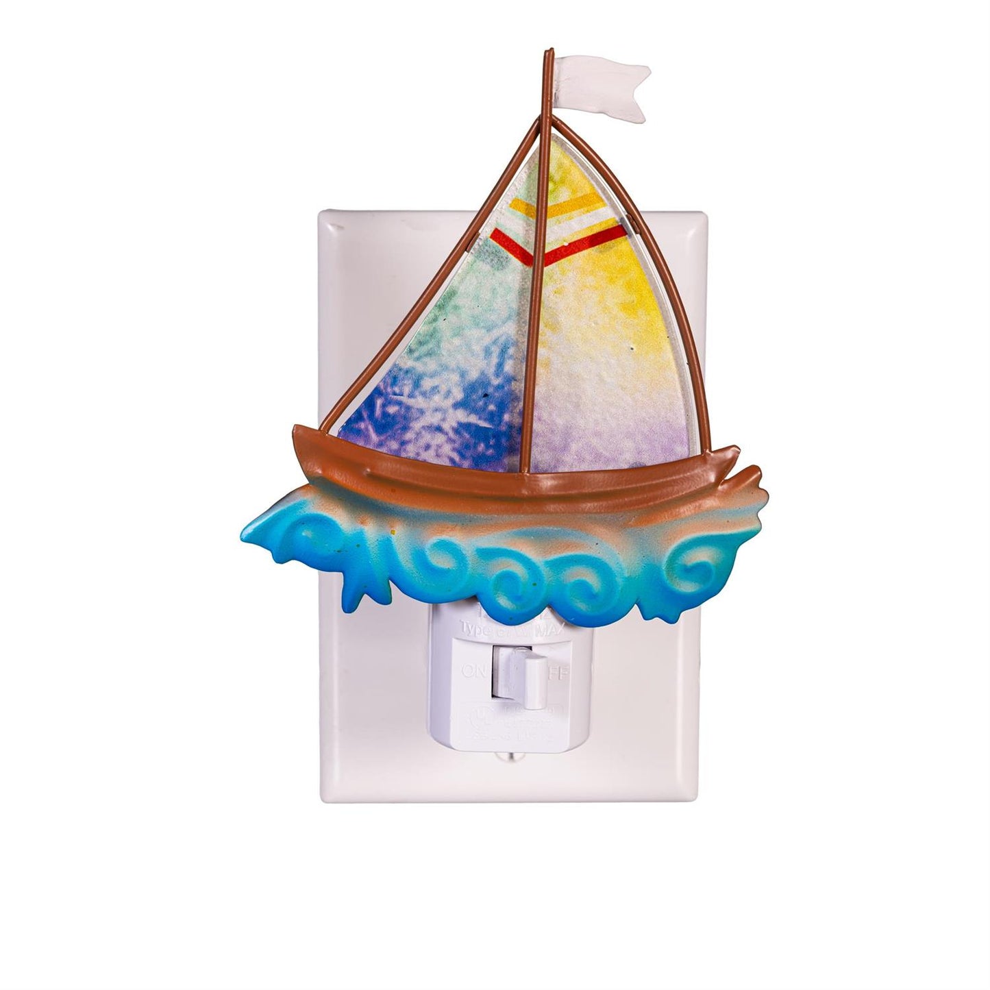 Glass and Metal Sail Boat Nightlight