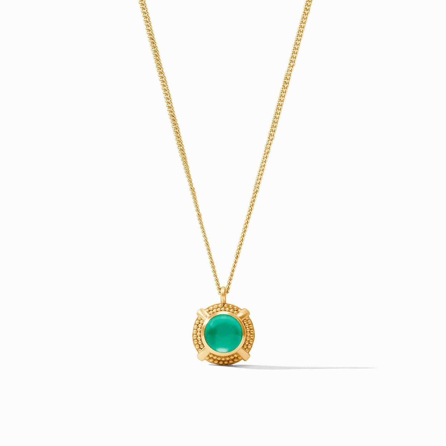 Cabochon Solitaire Necklace Iridescent Emerald Green