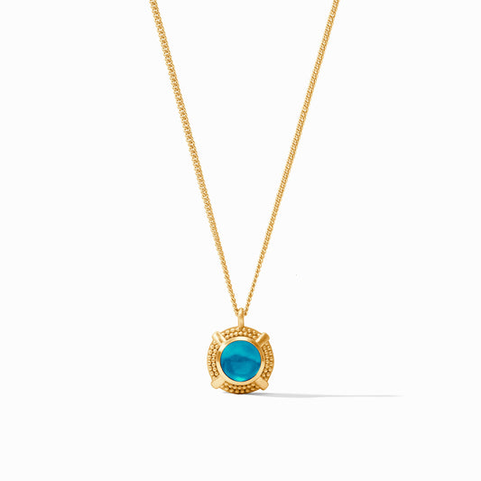 Cabochon Solitaire Necklace Iridescent London Blue