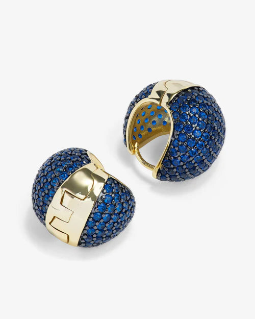 Norah Pave Earrings Gold-Blue Sapphire