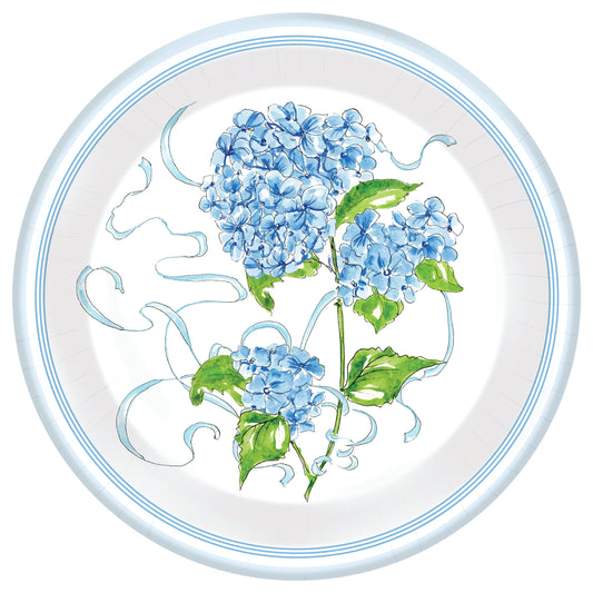 Hydrangea Allover Round Dinner Paper Plate