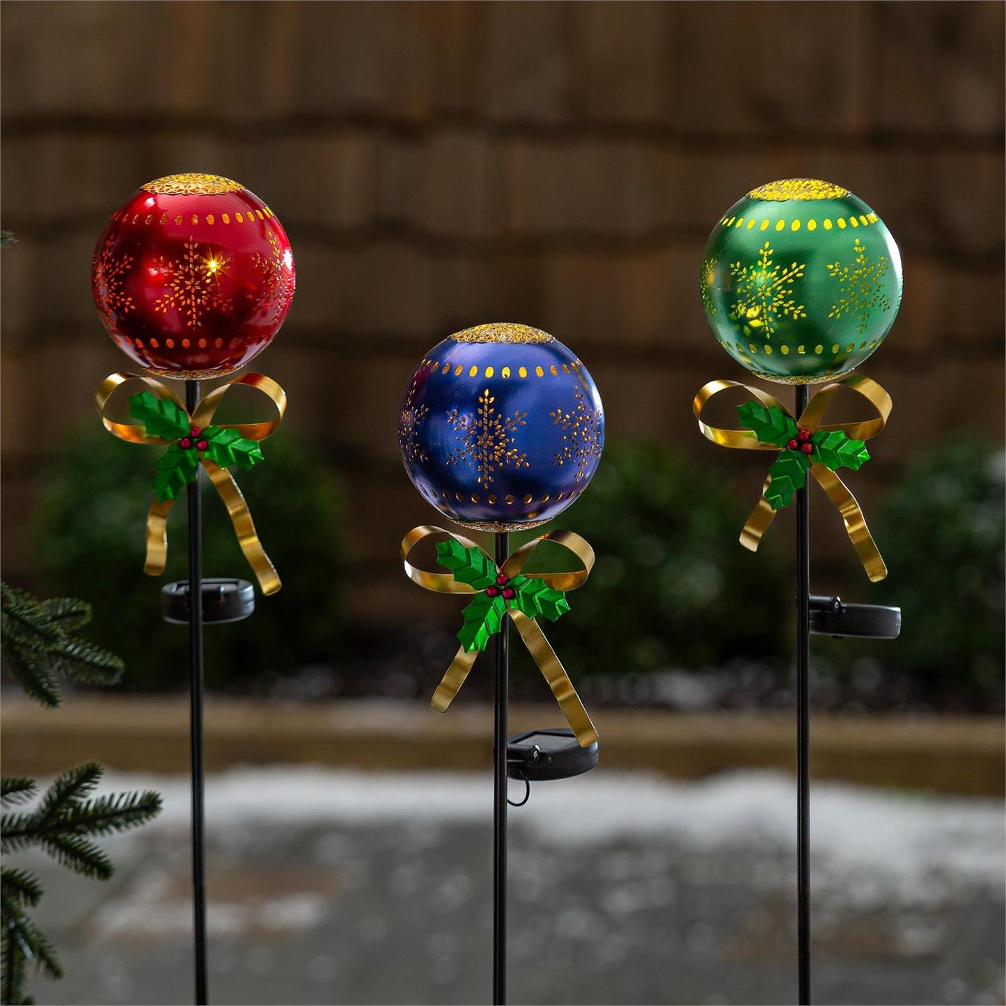 Metal Ornament Holiday Solar Garden Stake