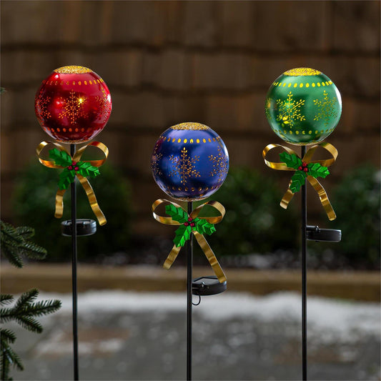 Metal Ornament Holiday Solar Garden Stake