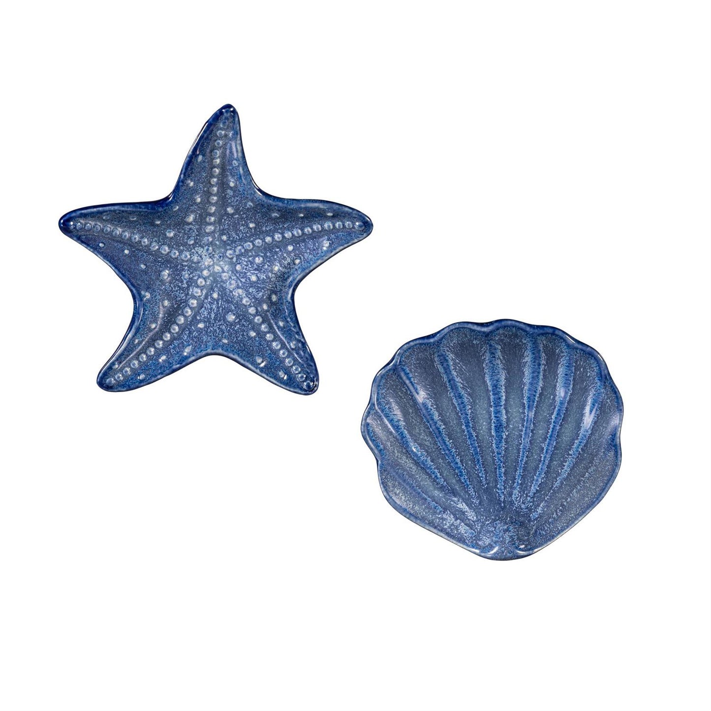 Blue Costal Ceramic Shell and Starfish Dish