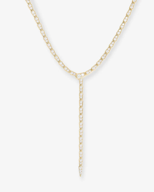 Pavé Serpent Lariat Necklace Gold