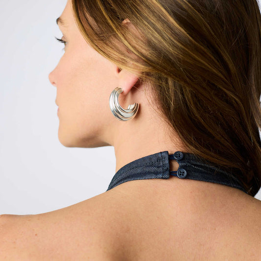 Portofino Statement Hoop Silver