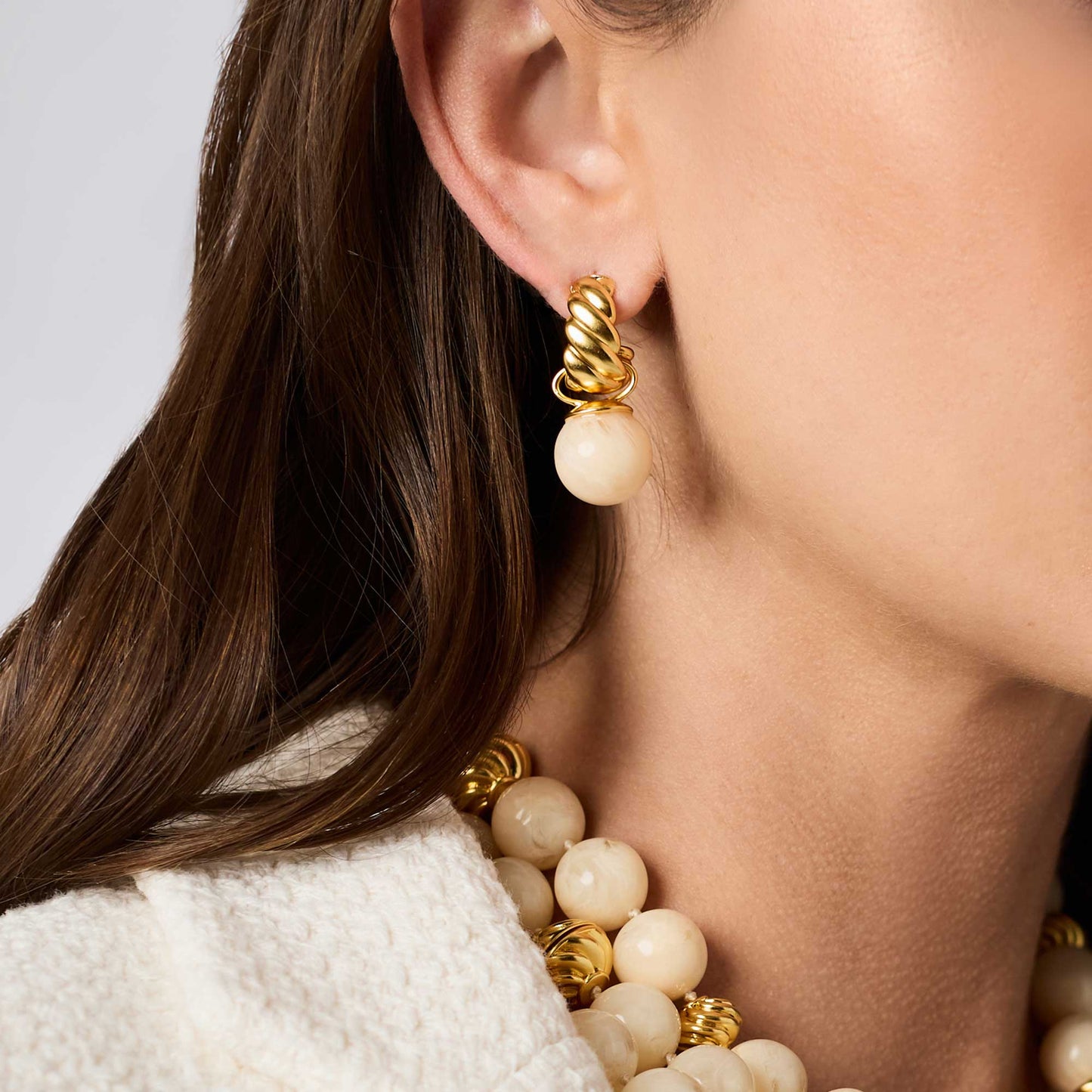 Ravello Hoop & Charm Earring - Ivory