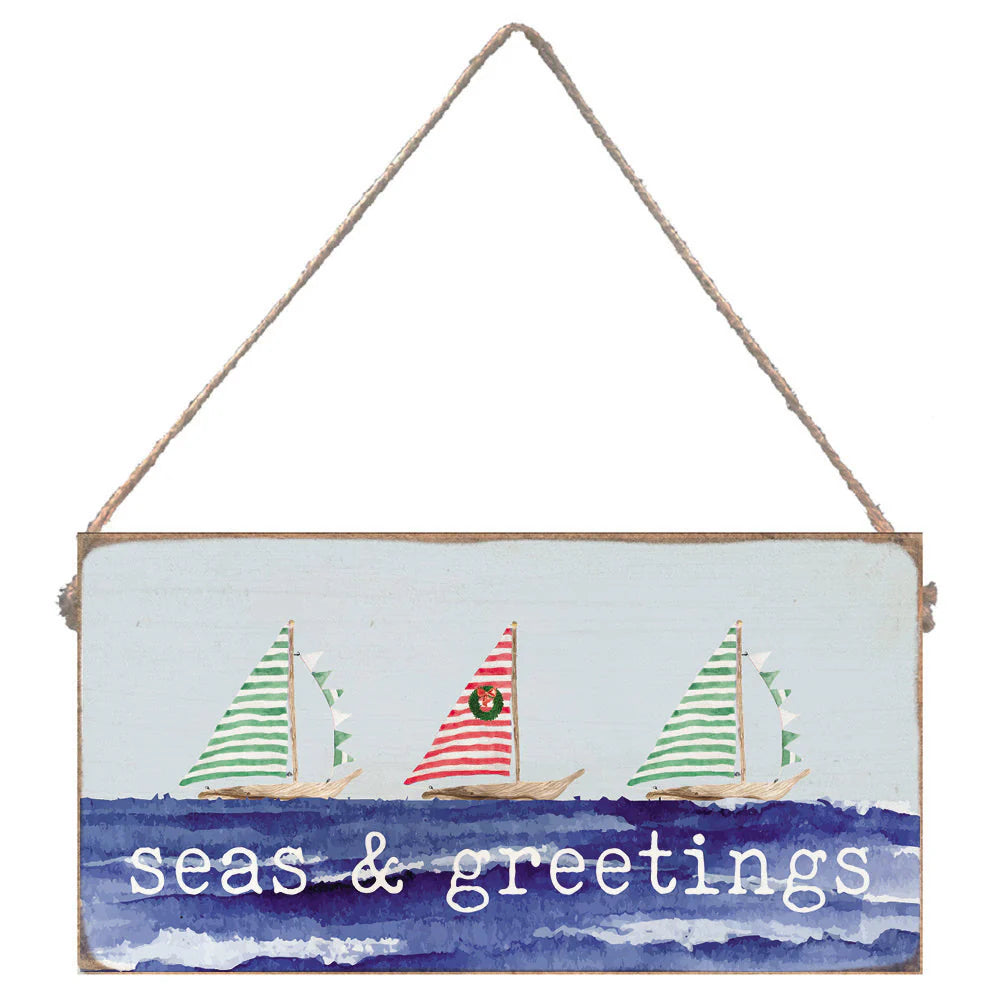 Seas & Greetings Twine Hanging Sign