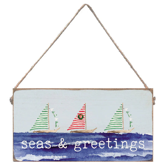 Seas & Greetings Twine Hanging Sign