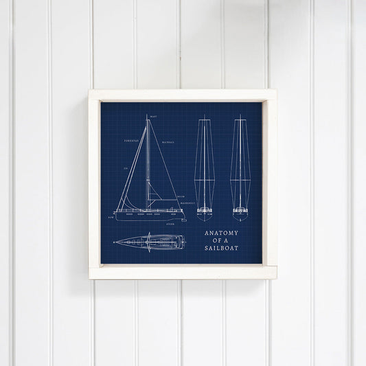 Sailboat Anatomy Wall Art / Serving Tray 12x12