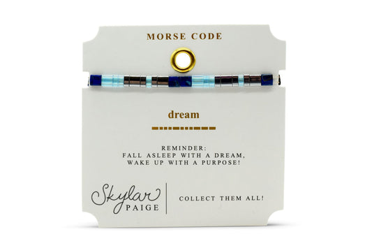 DREAM Morse Code Tila Beaded Bracelet