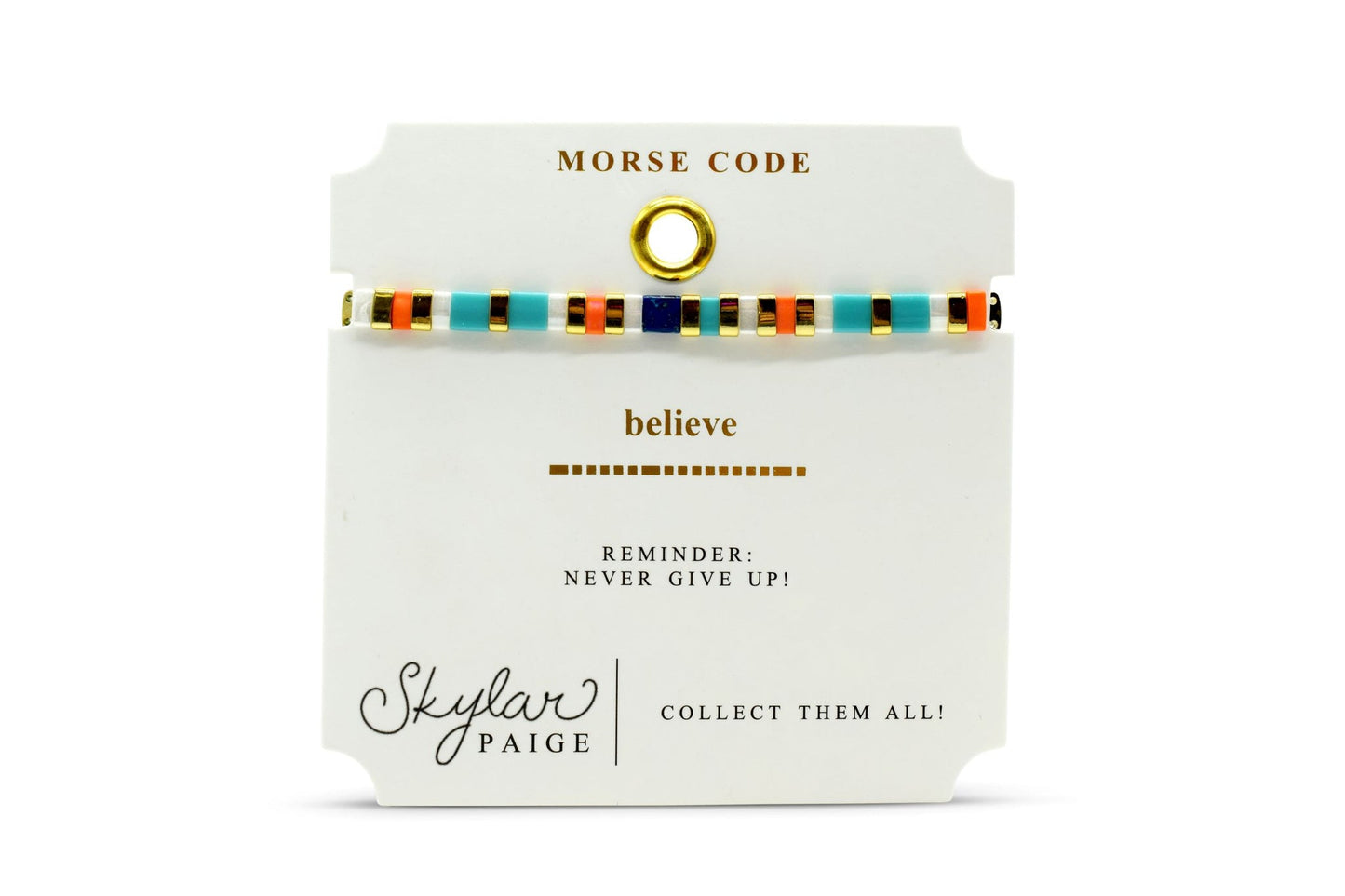 BELIEVE Morse Code Tila Beaded Bracelet