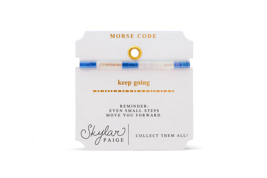 KEEP GOING Morse Code Tila Beaded Bracelet