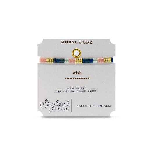 WISH - Morse Code Tila Beaded Bracelet