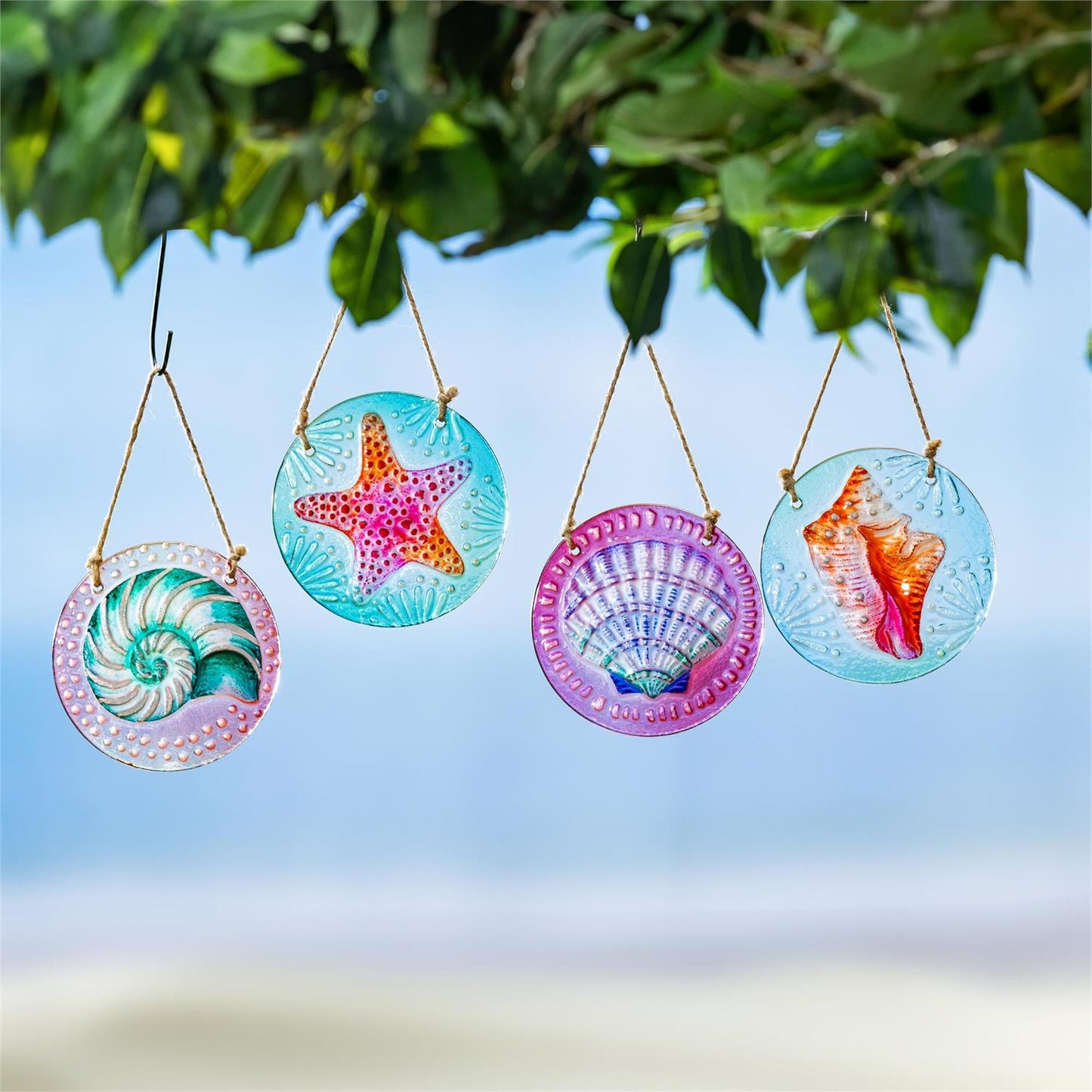 Palm Beach Suncatcher, Round Hand-painted