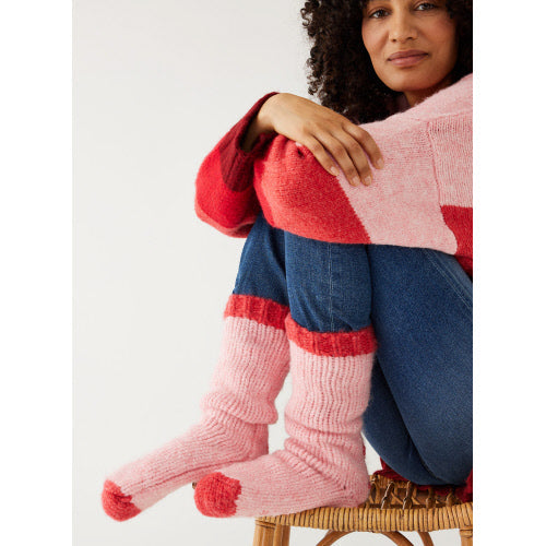 Sailor Love XO Slipper Socks - Blissful Pink / Tarte Red