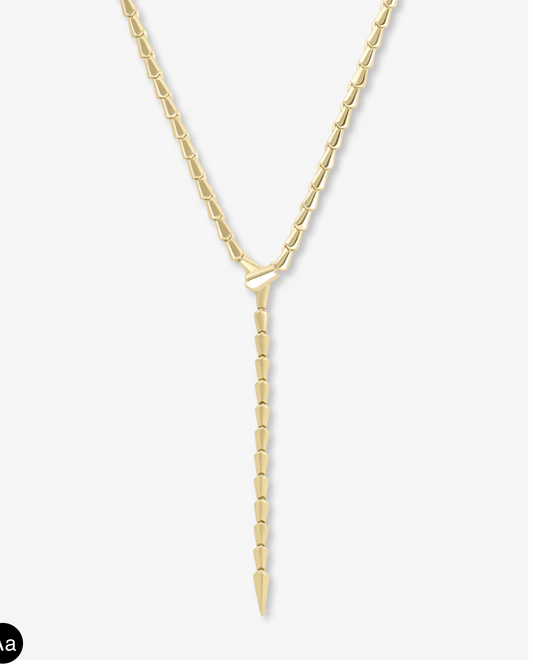 Serpent Lariat Necklace Gold