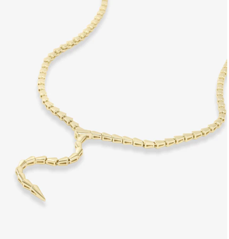 Serpent Lariat Necklace Gold