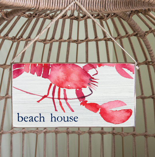 Beach House Lobster Twine Hanging Sign