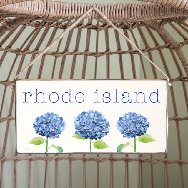 Rhode Island Hydrangea Twine Hanging Sign