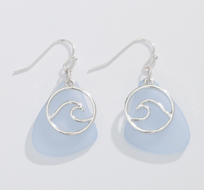 Silver Wave over Blue Earrings