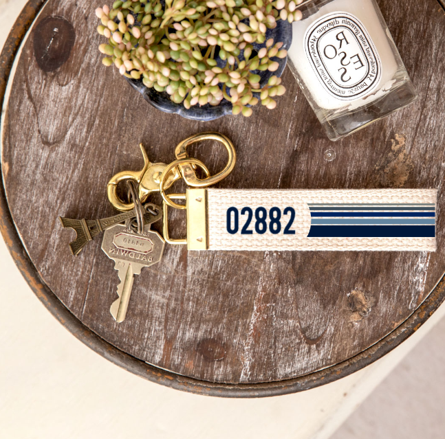 02882 Zip Code Stripes Keychain