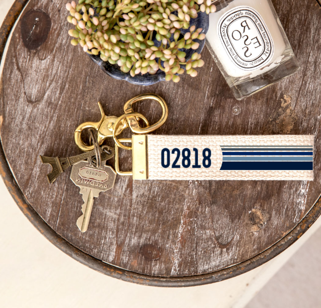 02818 Zip Code Stripes Keychain