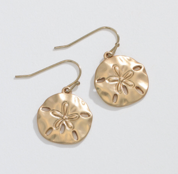 Gold Sand Dollar Earrings