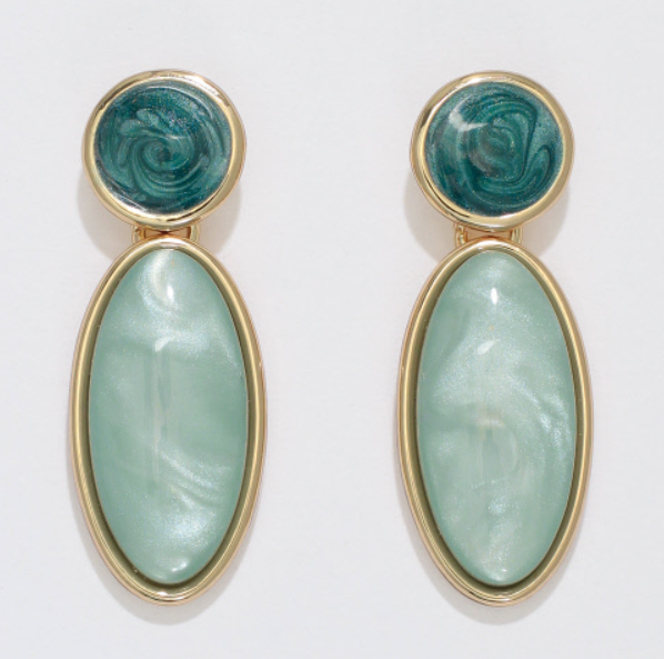 Mint Tones in Gold Drops Earrings