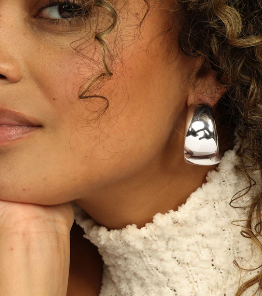 She's So Smooth Mama Hoops Earrings Silver