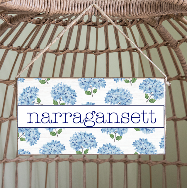 Narragansett Hydrangeas Twine Hanging Sign