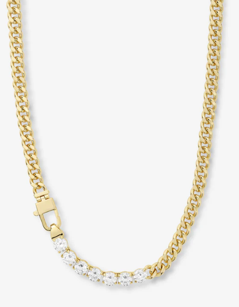 Julian Loves Diamonds Necklace - Gold|White Diamondettes 16"