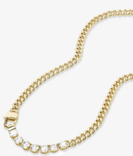 Julian Loves Diamonds Necklace - Gold|White Diamondettes 16"