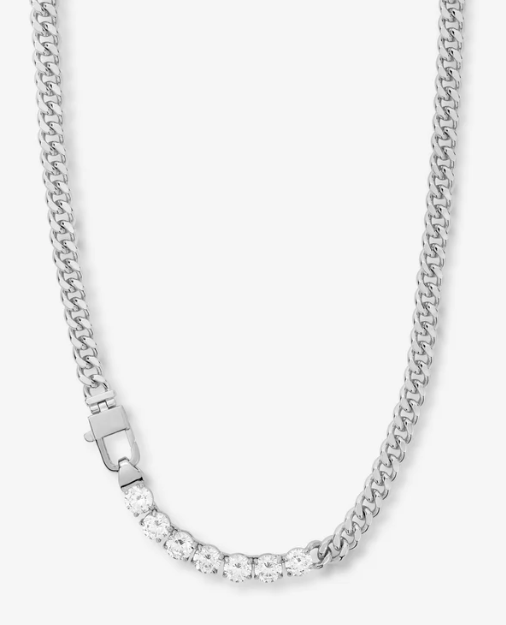 Julian Loves Diamonds Necklace - Silver|White Diamondettes 18"