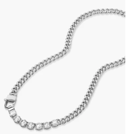 Julian Loves Diamonds Necklace - Silver|White Diamondettes 18"