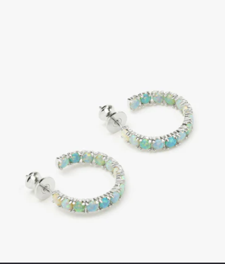 Heiress Ombré Hoops .75" Silver|Blue Opal Ombré