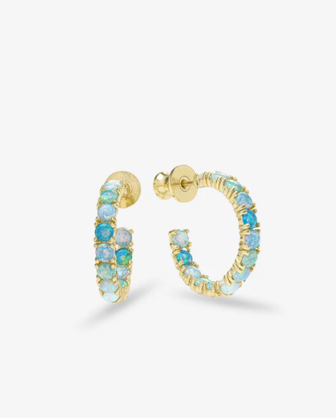 Heiress Ombré Hoops .75" Gold|Blue Opal Ombré