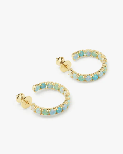 Heiress Ombré Hoops .75" Gold|Blue Opal Ombré