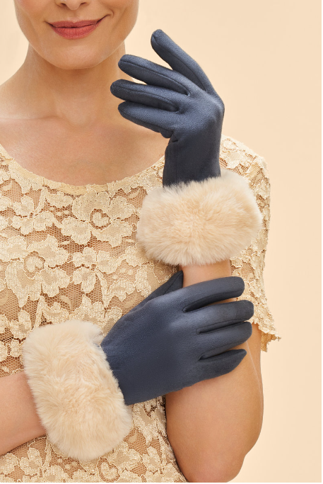 Bettina Gloves - Navy / Cream