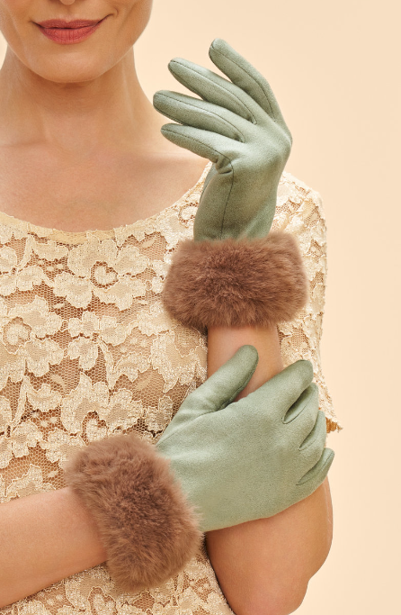 Bettina Gloves - Sage / Teddy