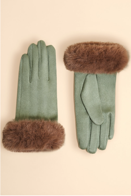 Bettina Gloves - Sage / Teddy